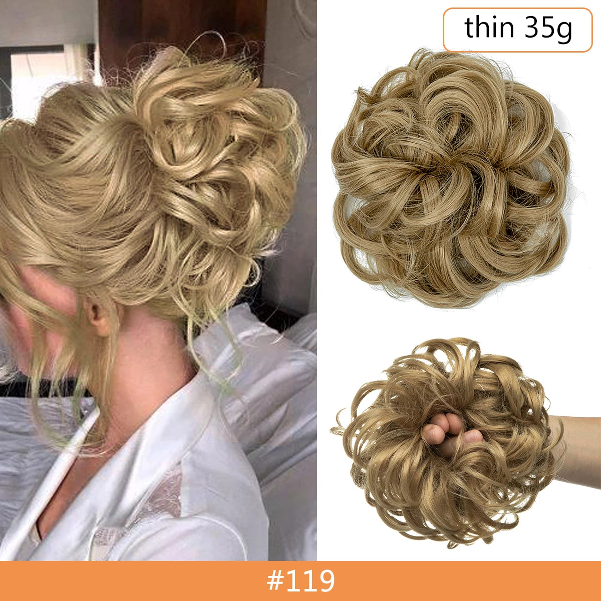 Synthetic Messy Bun Chignon Scrunchies, Wrap Curly Ponytail Hairpiece