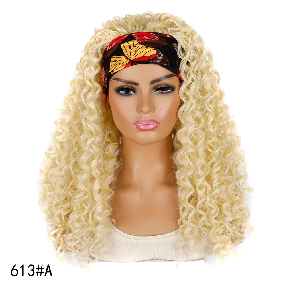 Synthetic Deep Curly Wigs Headband Wig Female Black/613/27/99J Blonde Wig Women Headband Wigs