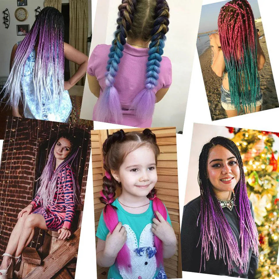 Rainbow Weaving Hair Extensions Synthetic Professional Large Color