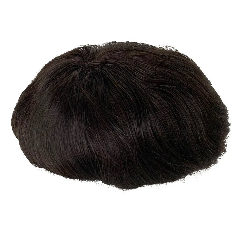Human Hair Men's Wigs Skin PU Toupee Capillary Prosthesis Unit Replacement System
