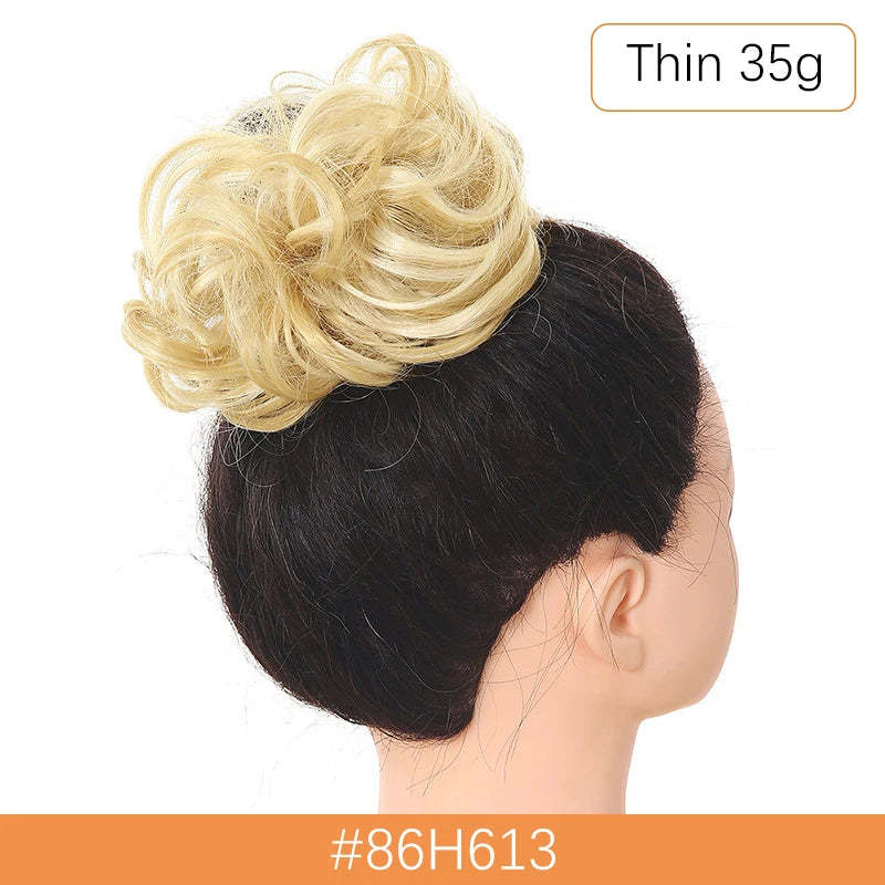 Synthetic Messy Bun Chignon Scrunchies, Wrap Curly Ponytail Hairpiece