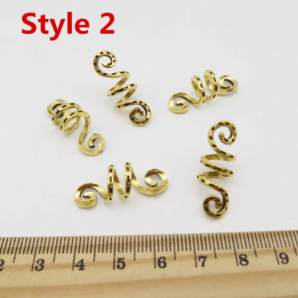 Metal Silvery/golden Viking Spiral Hair Braid Dread Beard Dreadlock Beads Rings Tube