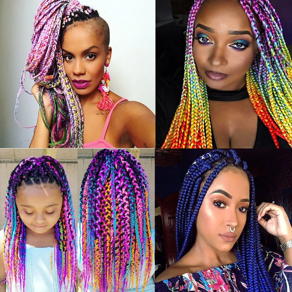 Rainbow Weaving Hair Extensions Synthetic Professional Large Color