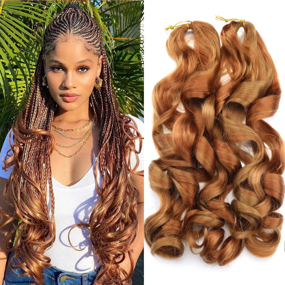 Synthetic Spiral Curls Loose Wave Crochet Hair Braids Pre Stretched Braiding Extensions