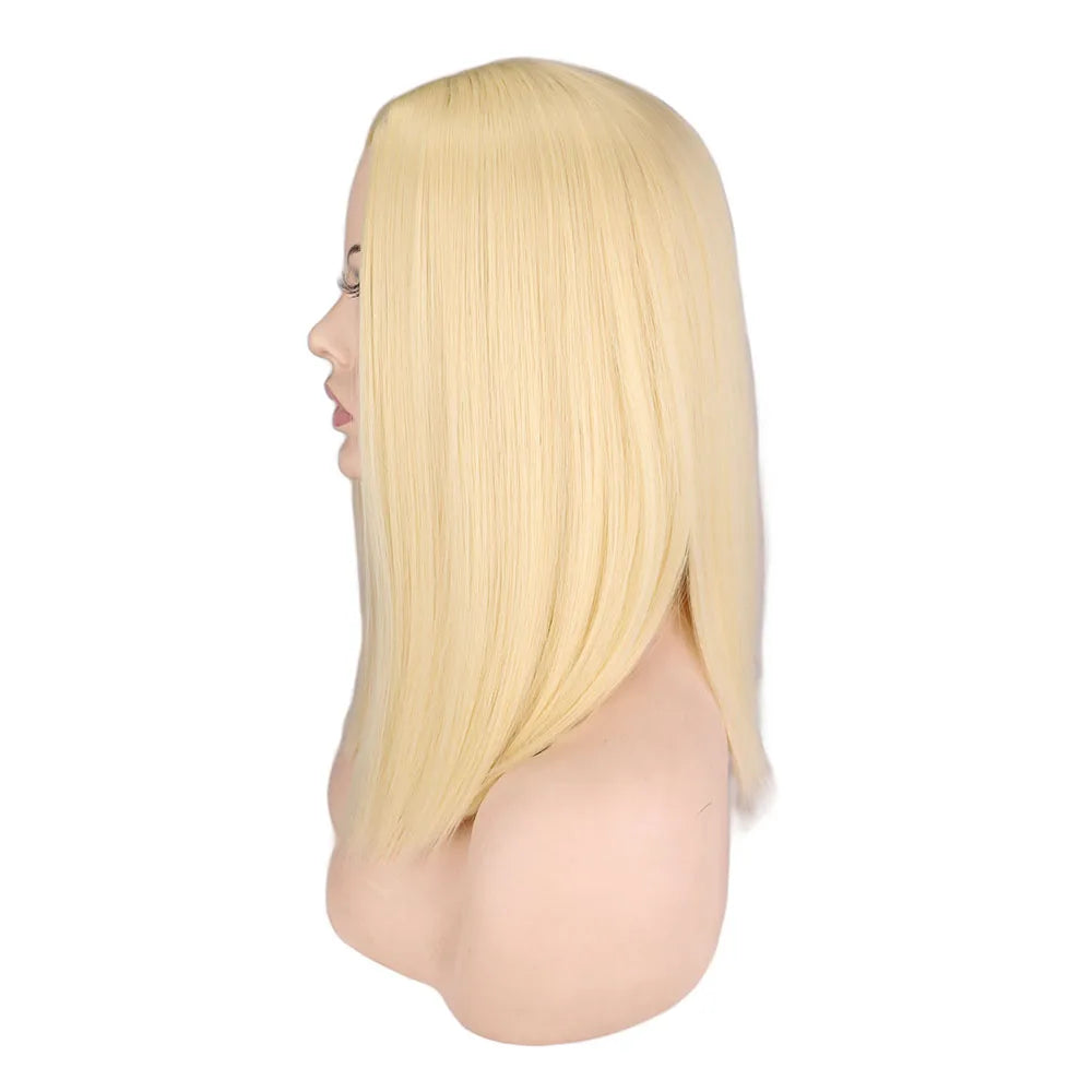 Short Bob Wig Straight White Cosplay Party Costume Temperature Fiber Synthetic Hair