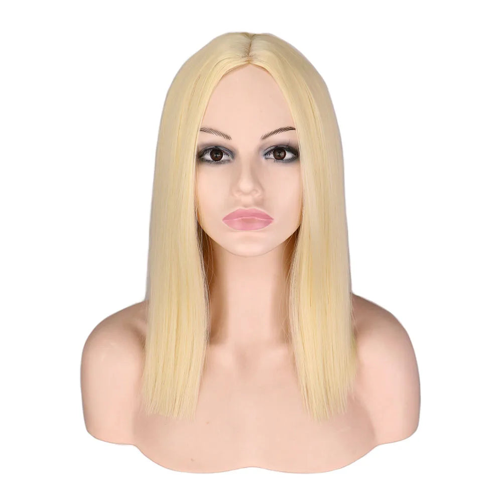Short Bob Wig Straight White Cosplay Party Costume Temperature Fiber Synthetic Hair