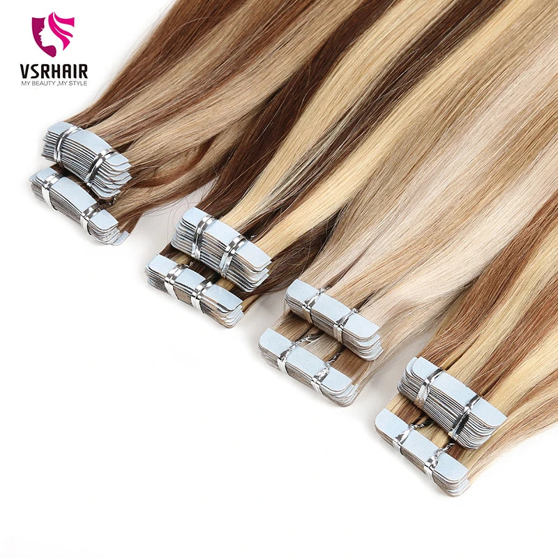 Piano Color Tape In Human Hair Extensions 100% Human Hair Tape Ins Length 14-24inch 2g/sheet 20pcs/pack