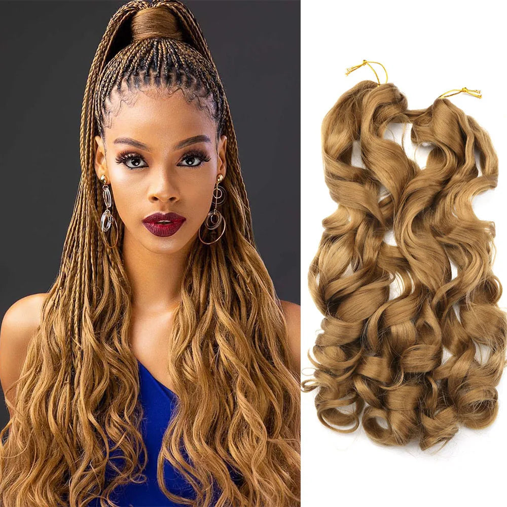 Synthetic Spiral Curls Loose Wave Crochet Hair Braids Pre Stretched Braiding Extensions