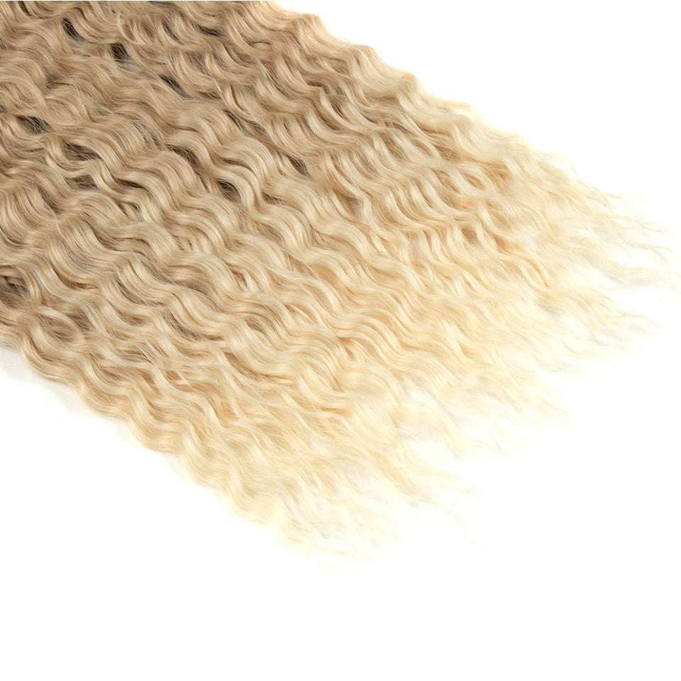 Synthetic Twist Crochet Curly Hair Water Wave Braid Ombre Blonde Brown Deep