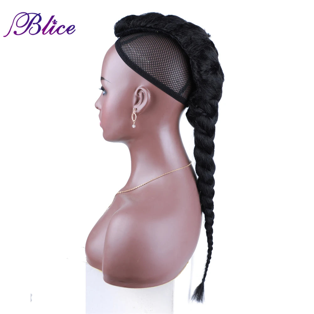 Synthetic Braided Ponytail Hair Extensions Long Length Braids Clip in Hairpieces To
