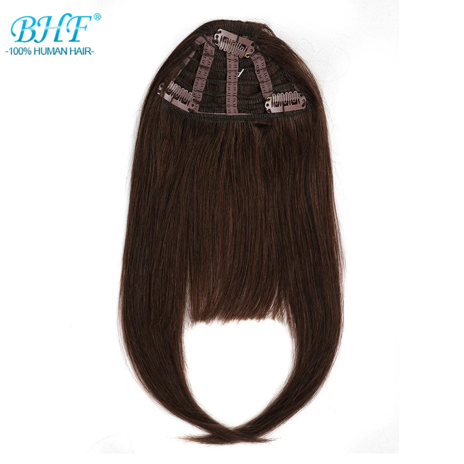 Human Hair Bangs 8inch 20g Front Clips in Straight Remy Natural Fringe