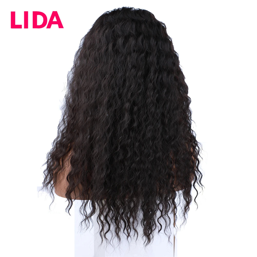 Lace Part Wig Machine Made Natural Wave Premium Mixed Chinese Human Hair Non-Remy Wigs 18Inch