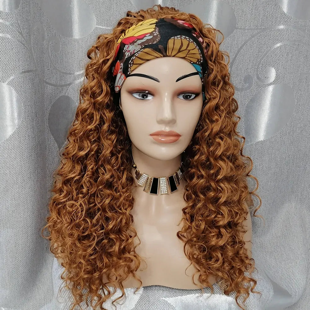 Synthetic Deep Curly Wigs Headband Wig Female Black/613/27/99J Blonde Wig Women Headband Wigs