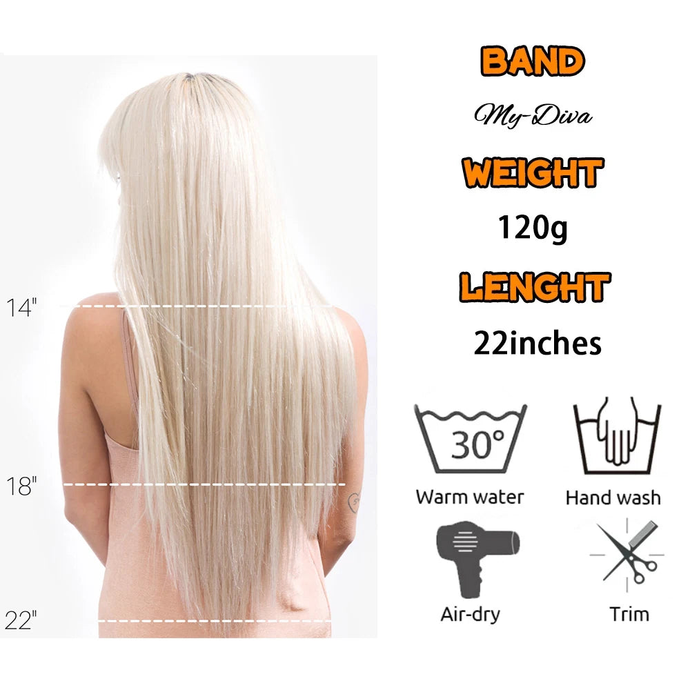 Long Wavy Synthetic 5 Clip In Hair Extensions Black Orange Heat Resistant Hairpieces