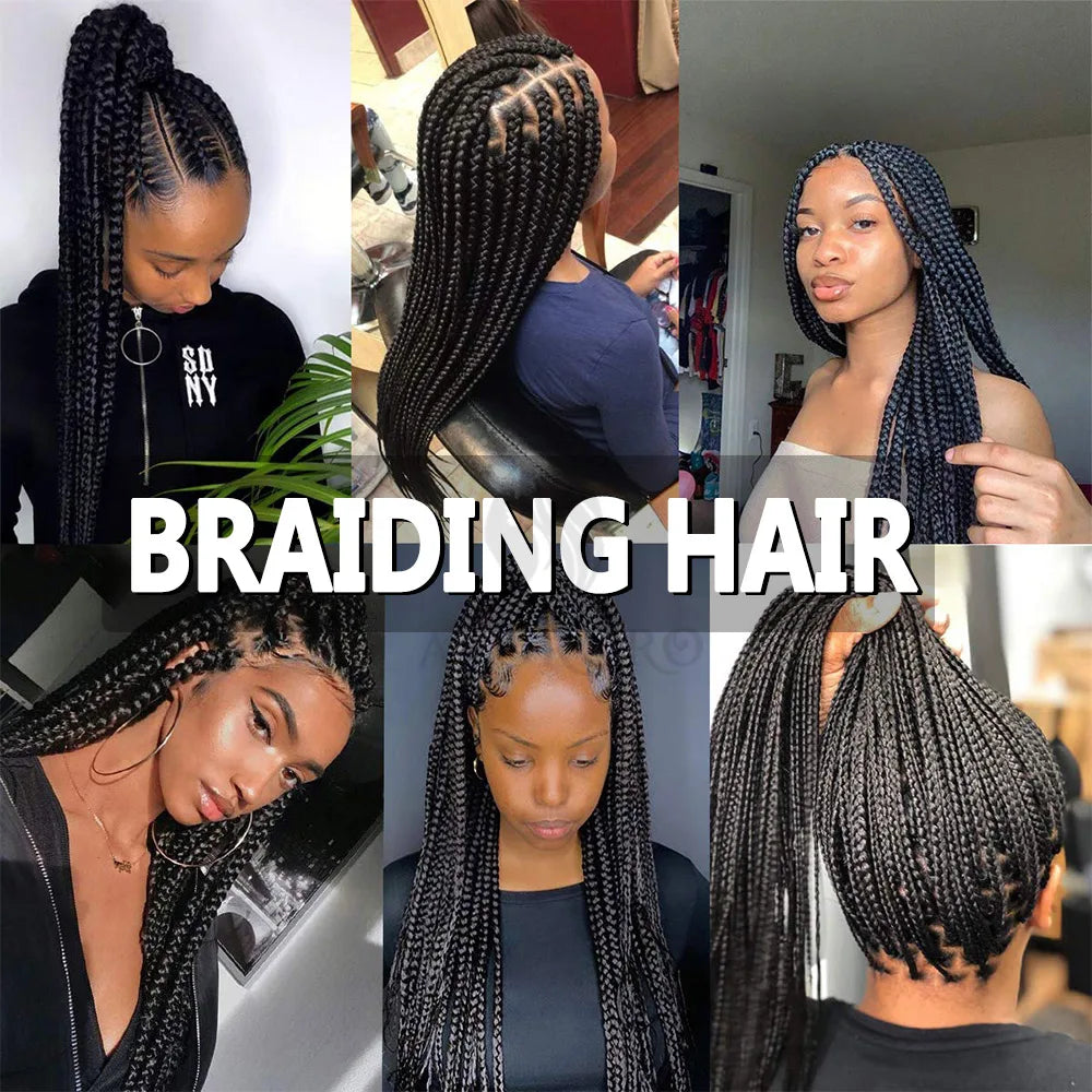 16/20/22/26/30/42 Braiding Hair Pre Stretched Long Boho Knotless Braids Synthetic Box Extension