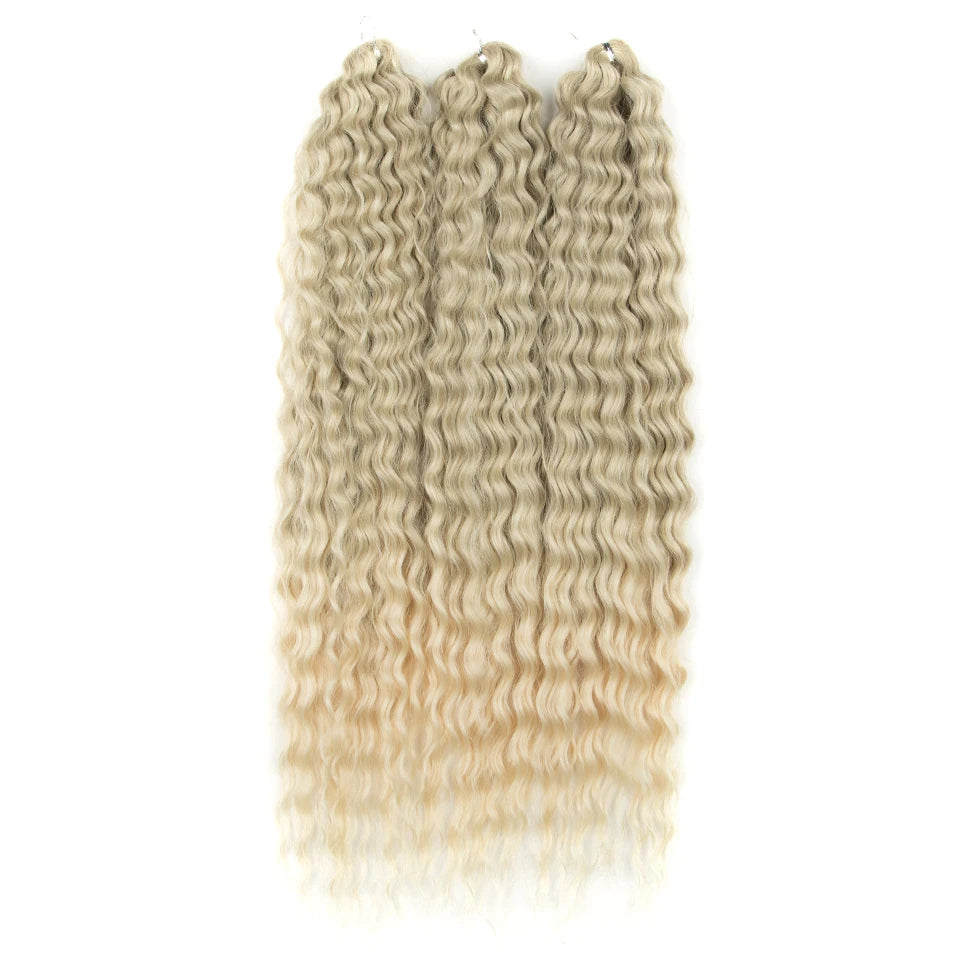 Synthetic Twist Crochet Curly Hair Water Wave Braid Ombre Blonde Brown Deep