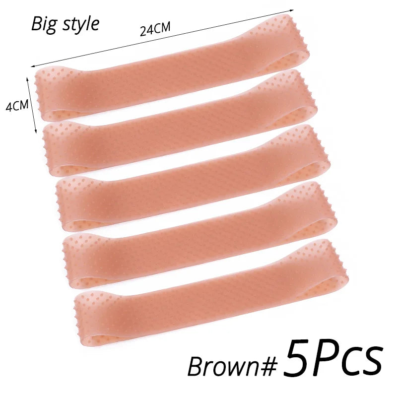 5Pcs/Lot Silicone Wig Grip Band Transparent Brown Silicone Sweatproof Seamless Wig Headbands Unisex Drop-Shaped Elastic Band