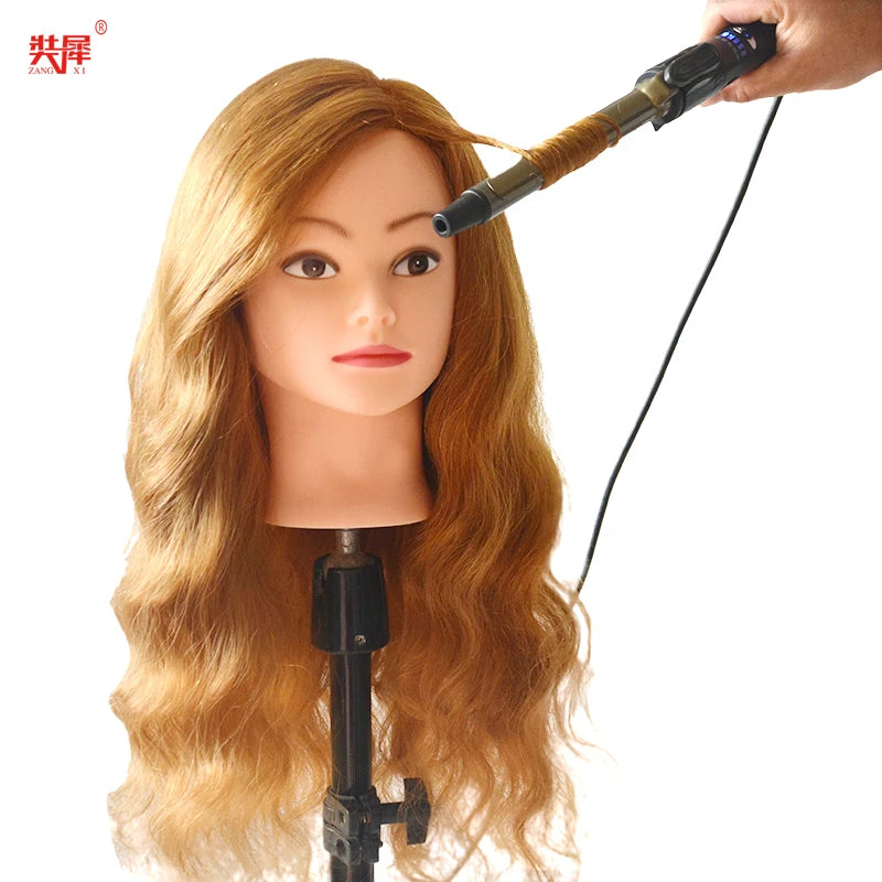 85%Real Hair Doll Head Hairstyle Hairdressing Professional Mannequin Styling To Practice Curl