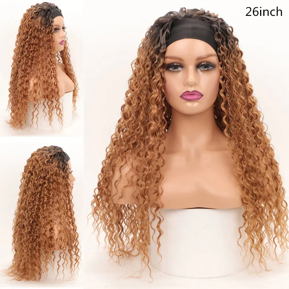 Synthetic Deep Curly Wigs Headband Wig Female Black/613/27/99J Blonde Wig Women Headband Wigs