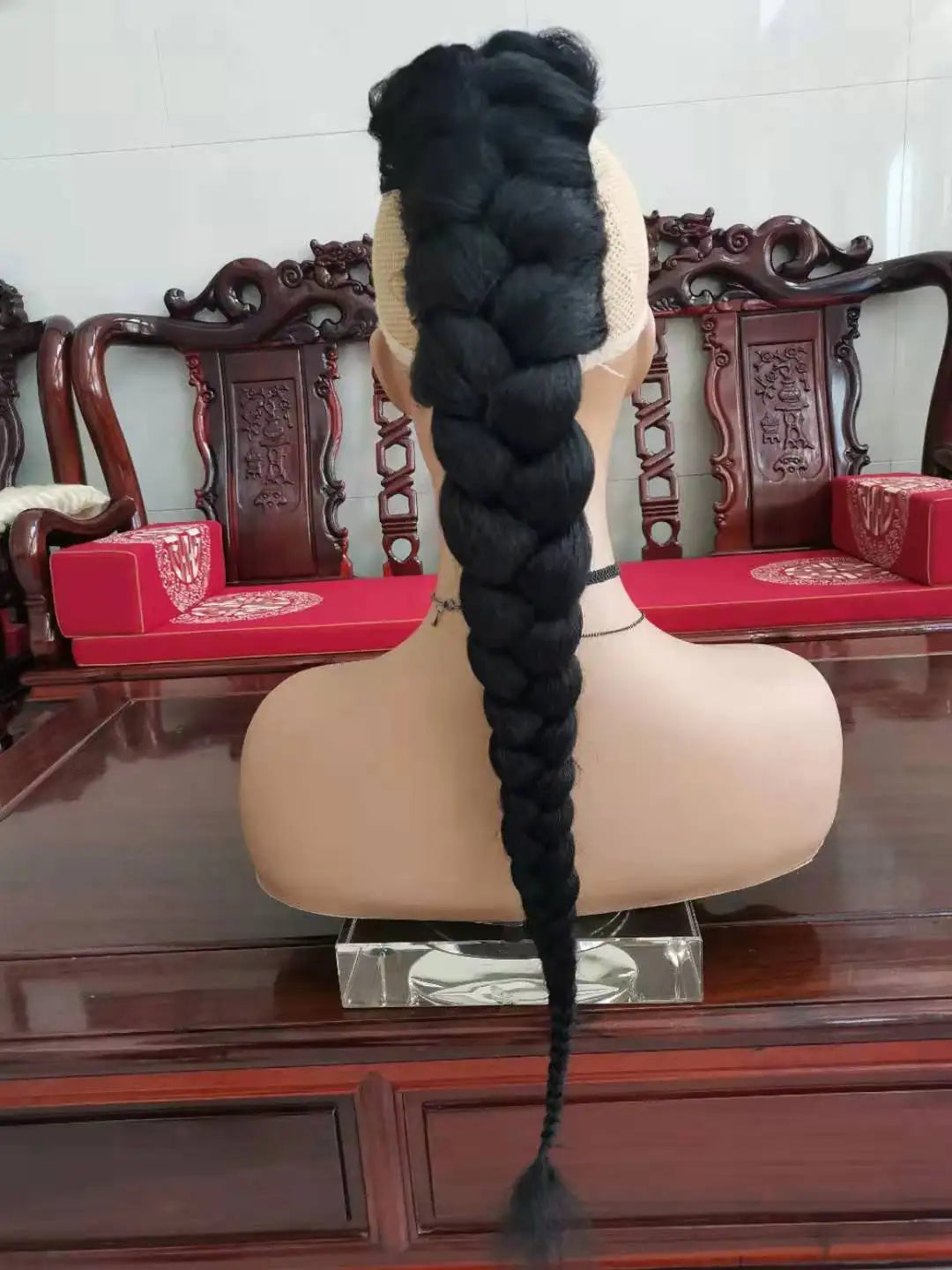 Synthetic Braided Ponytail Hair Extensions Long Length Braids Clip in Hairpieces To