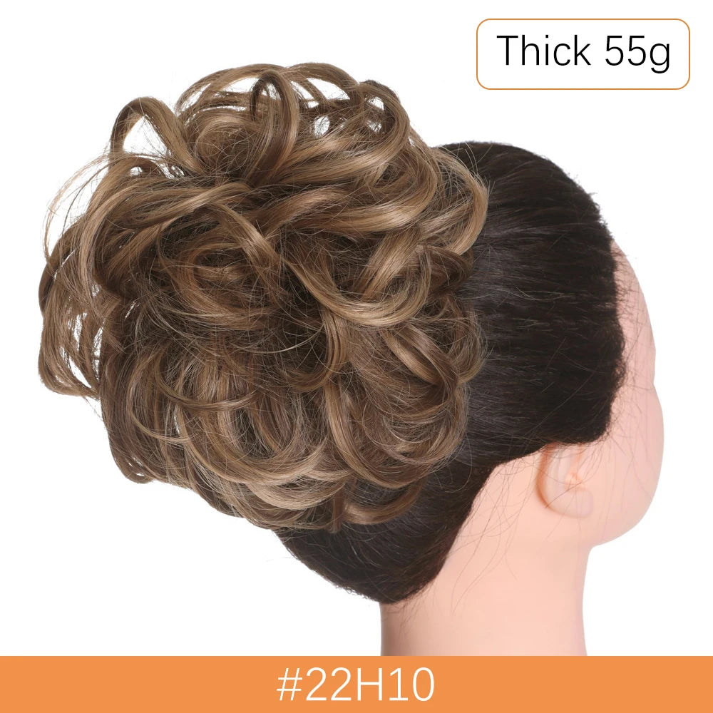 Synthetic Messy Bun Chignon Scrunchies, Wrap Curly Ponytail Hairpiece