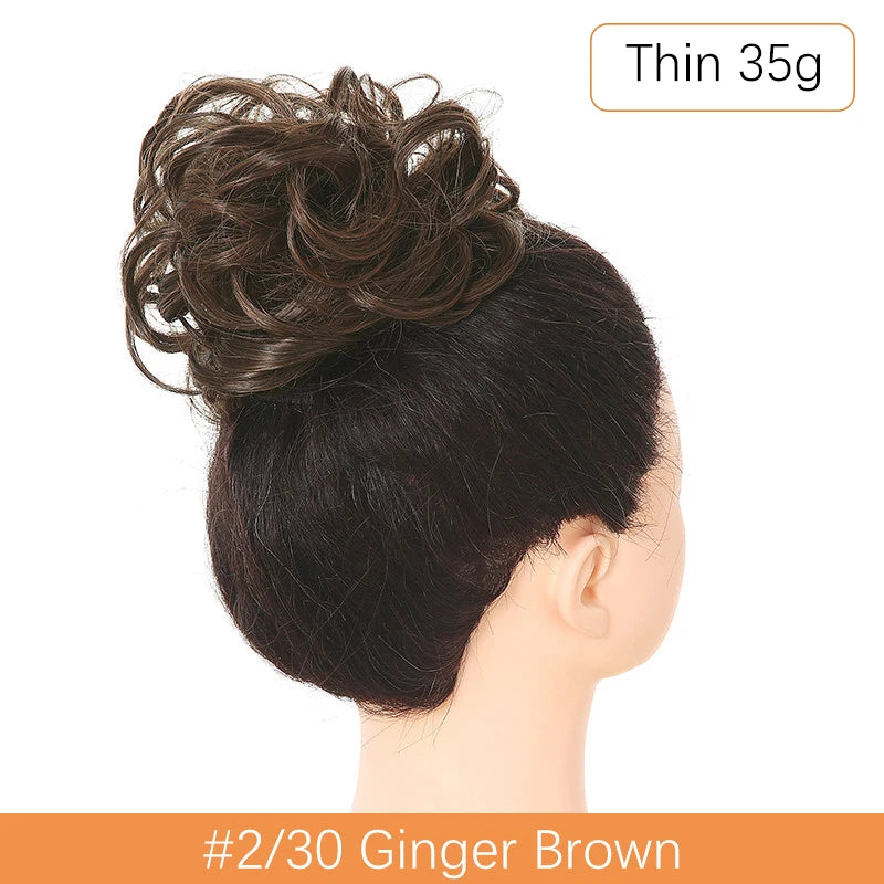 Synthetic Messy Bun Chignon Scrunchies, Wrap Curly Ponytail Hairpiece