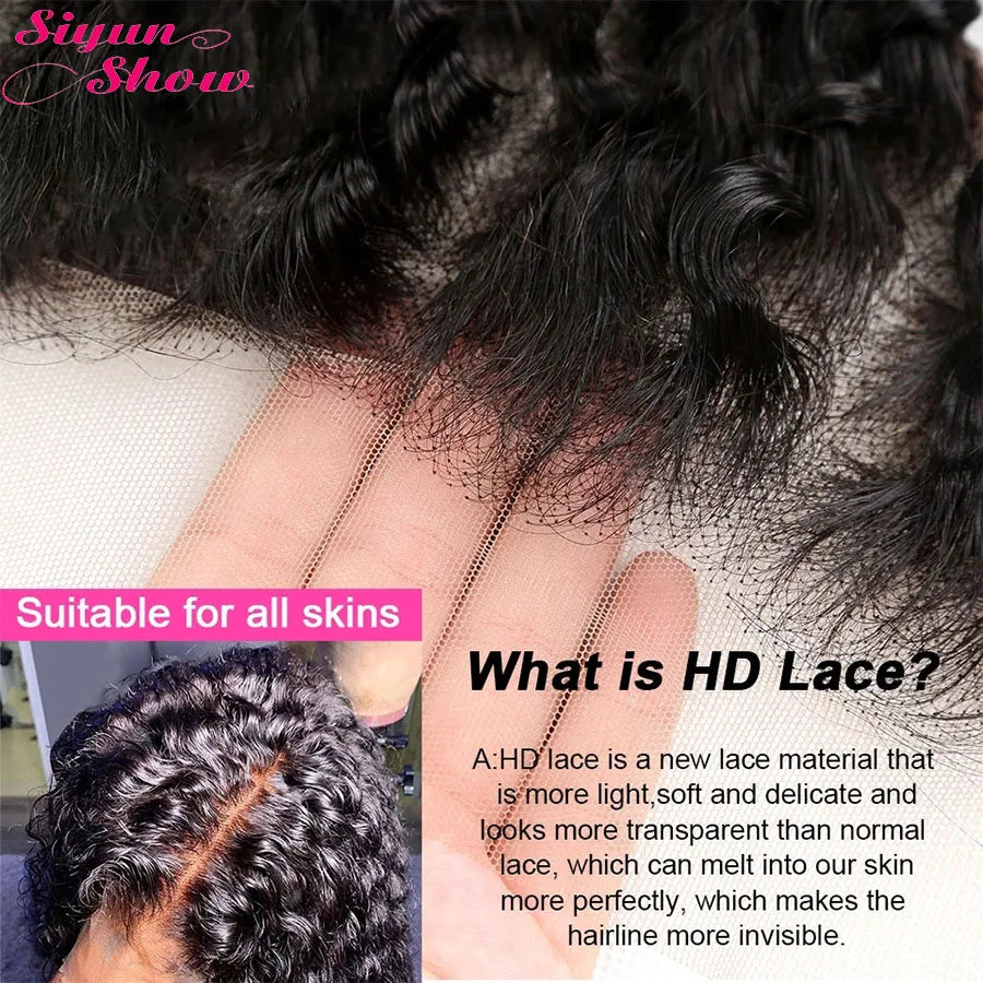 Bouncy Curly Human Hair HD Lace Frontal Wig, 13x4 and 5x5, Double Drawn