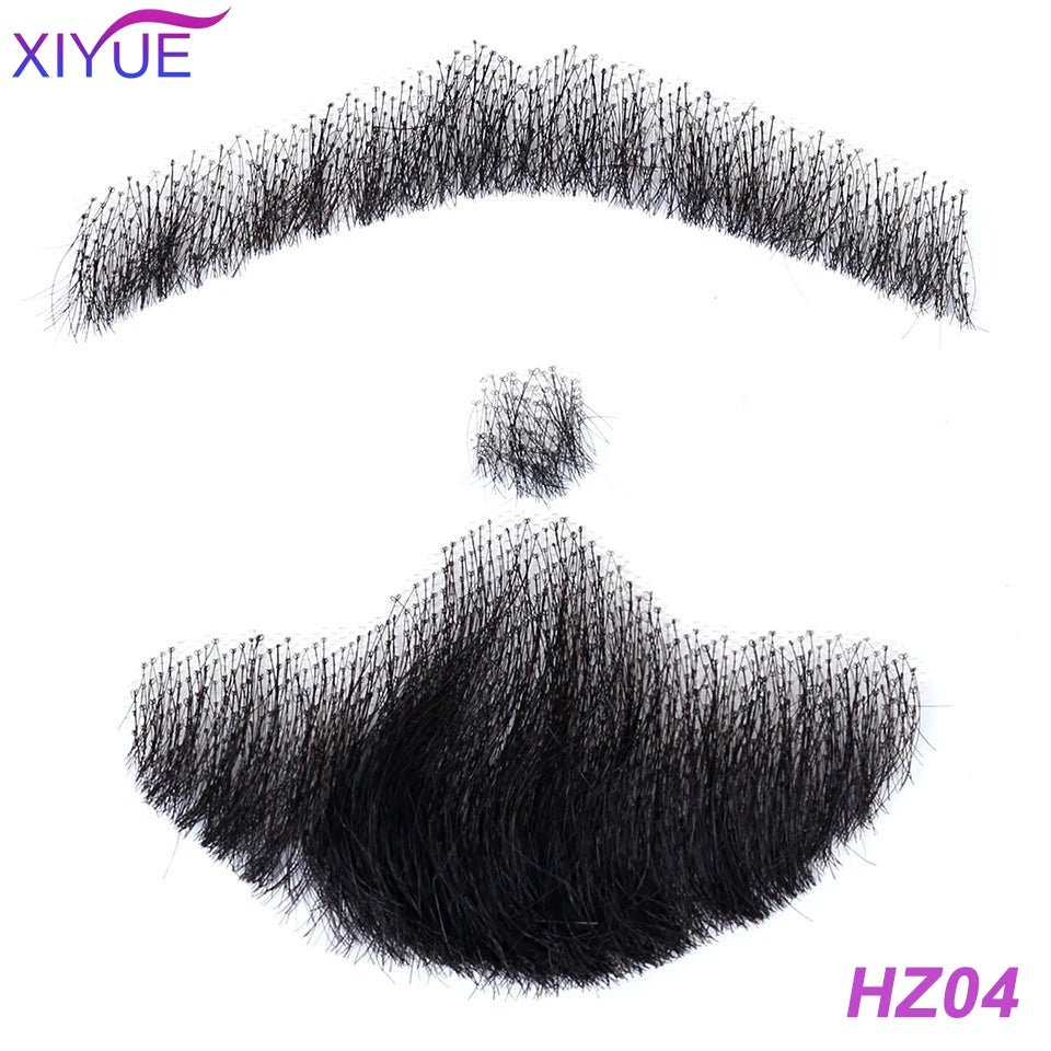 Handmade Real Hair Fake Beard and Moustache for Makeup and Party