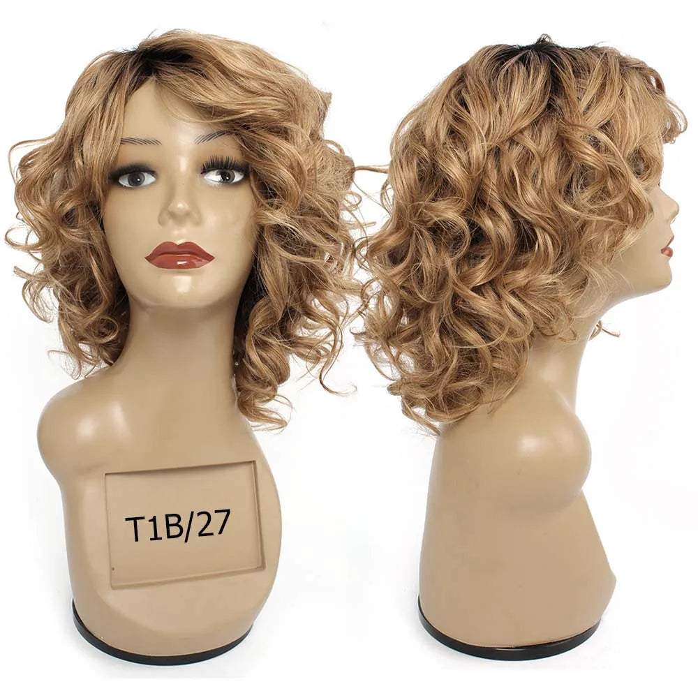 Short Full Wig, 100% Human Hair Body Wave Romance Curl Loose Style