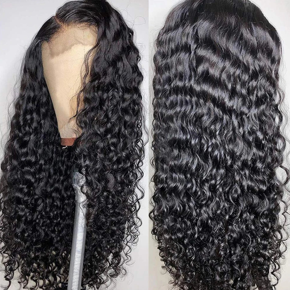 250% Density HD Deep Wave 13x6 Lace Front Human Hair Wig, 30-46 Inch, Wet and Wavy