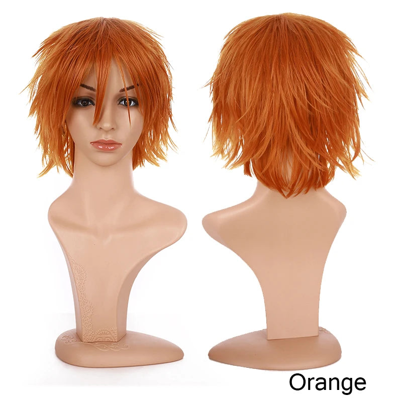 Synthetic Wig Cosplay White Red Green Blue Pink Yellow Hair Short Layer