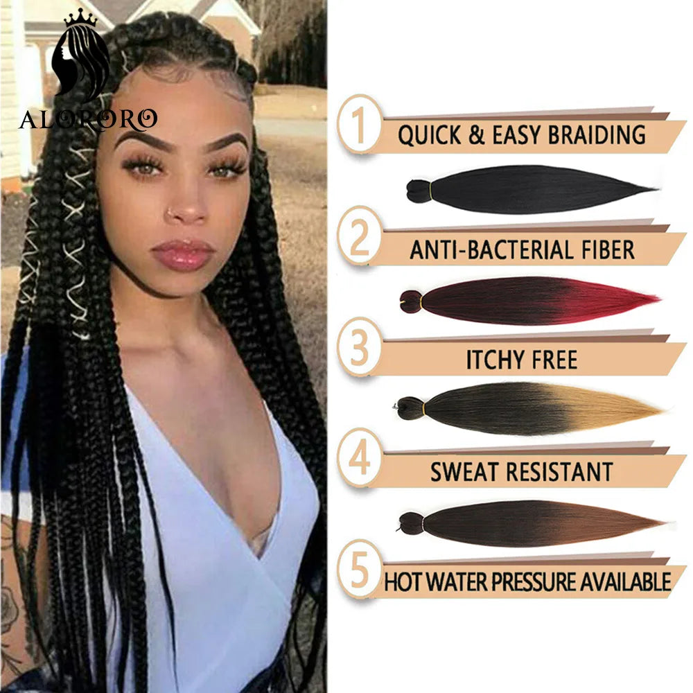 16/20/22/26/30/42 Braiding Hair Pre Stretched Long Boho Knotless Braids Synthetic Box Extension