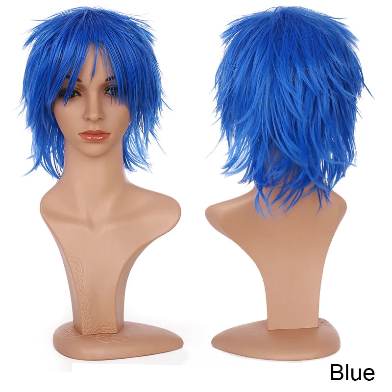 Synthetic Wig Cosplay White Red Green Blue Pink Yellow Hair Short Layer
