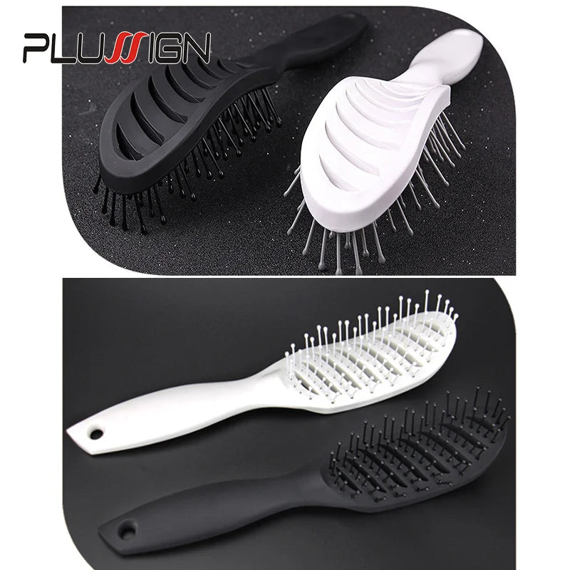 Styling Curly Hair Brush Salon Massager Comb Detangling Drying Anti Static Curved
