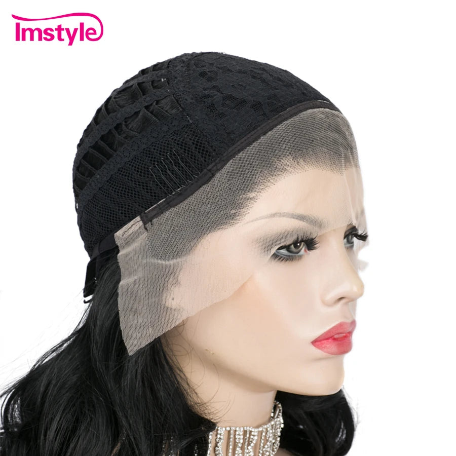Black Short Synthetic Lace Front Wig, Heat Resistant Fiber, Cosplay and Daily, Natural Hairline