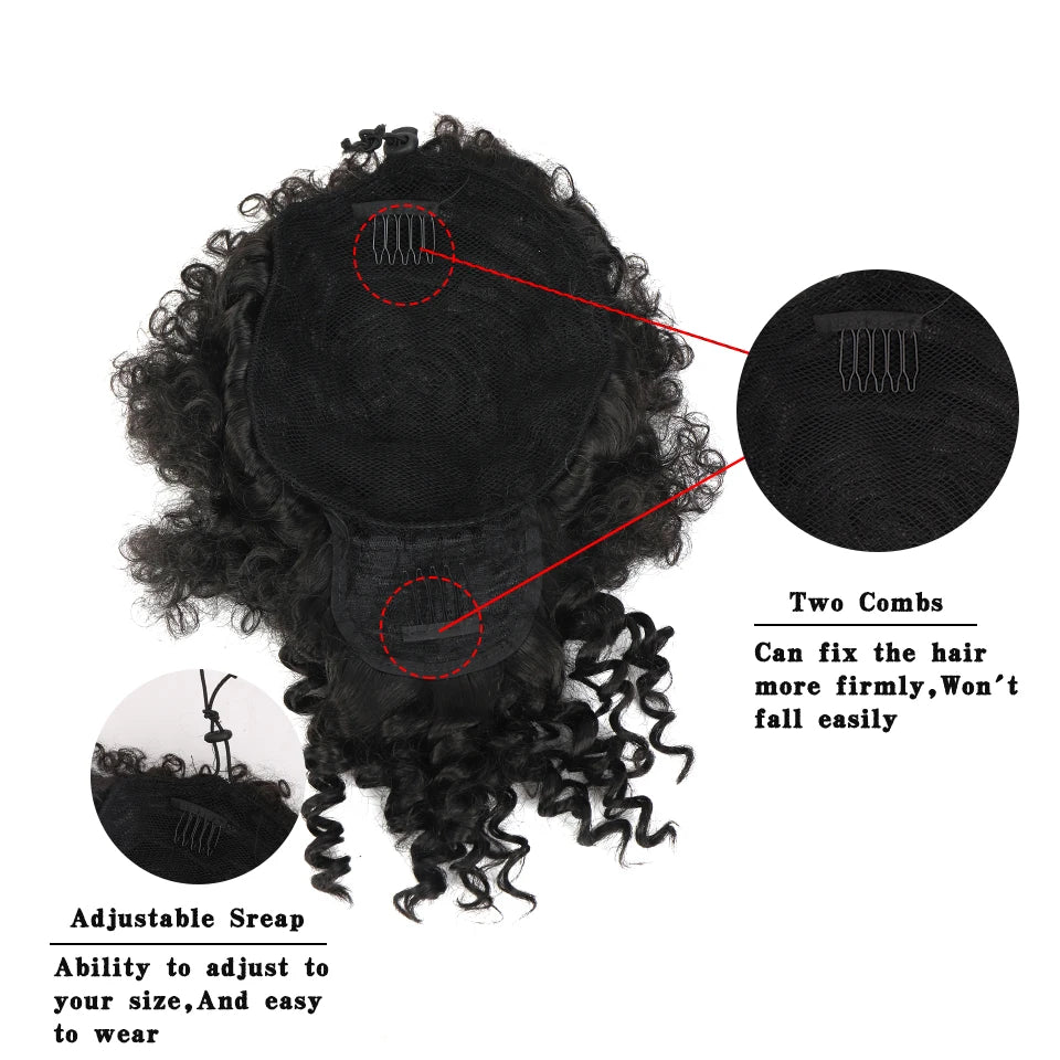 Synthetic Fake Hair Bun Hairpiece Hair Afro Chignon Scrunchies With Bangs Drawstring Ponytail
