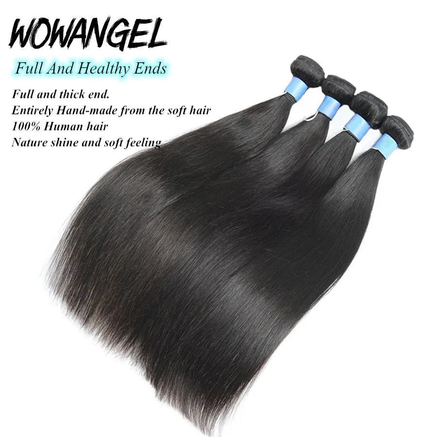 Bone Straight Human Hair Bundles with HD Lace Frontal and Closure