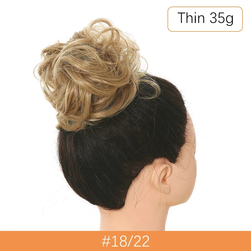 Synthetic Messy Bun Chignon Scrunchies, Wrap Curly Ponytail Hairpiece
