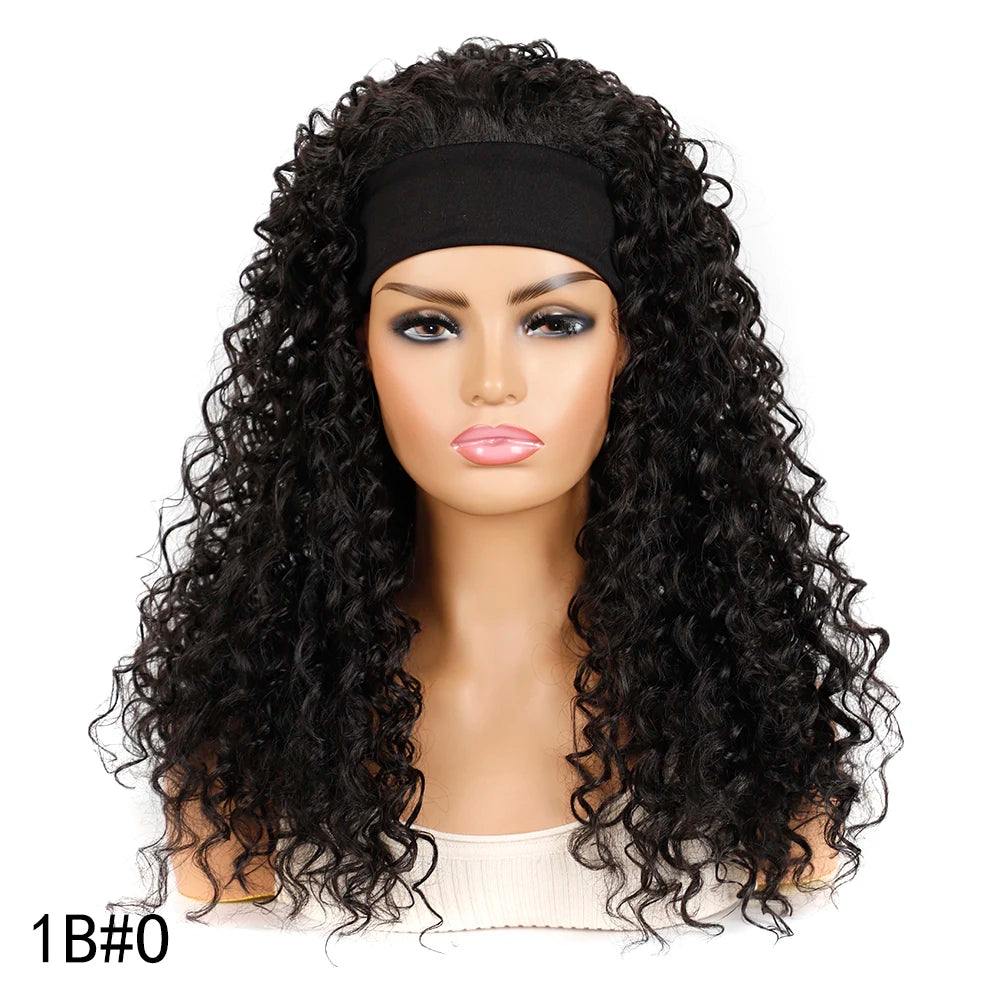 Synthetic Deep Curly Wigs Headband Wig Female Black/613/27/99J Blonde Wig Women Headband Wigs