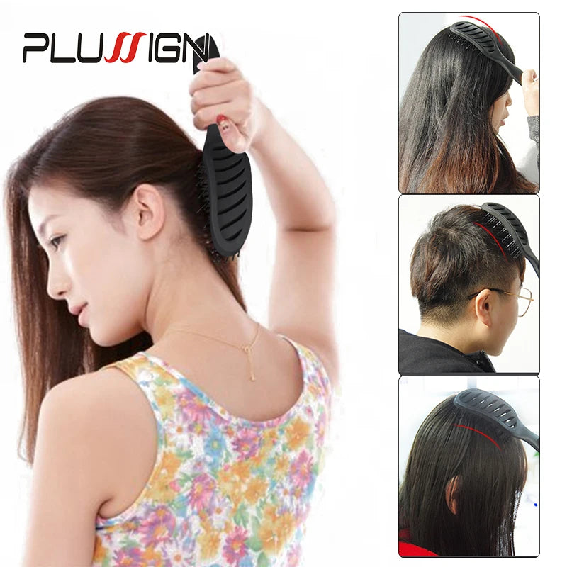 Styling Curly Hair Brush Salon Massager Comb Detangling Drying Anti Static Curved