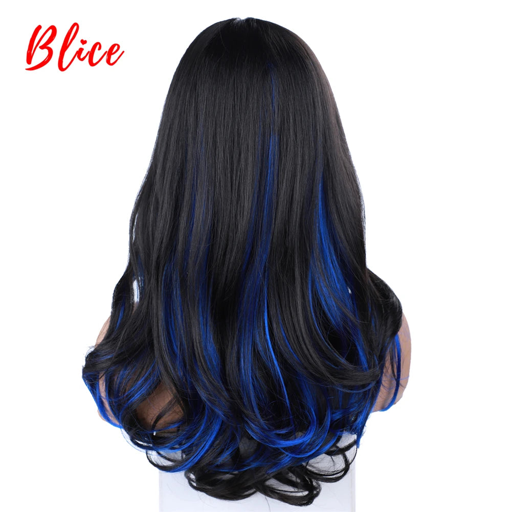 18 Inch Long Wavy Synthetic Wig With Side Bangs Brown