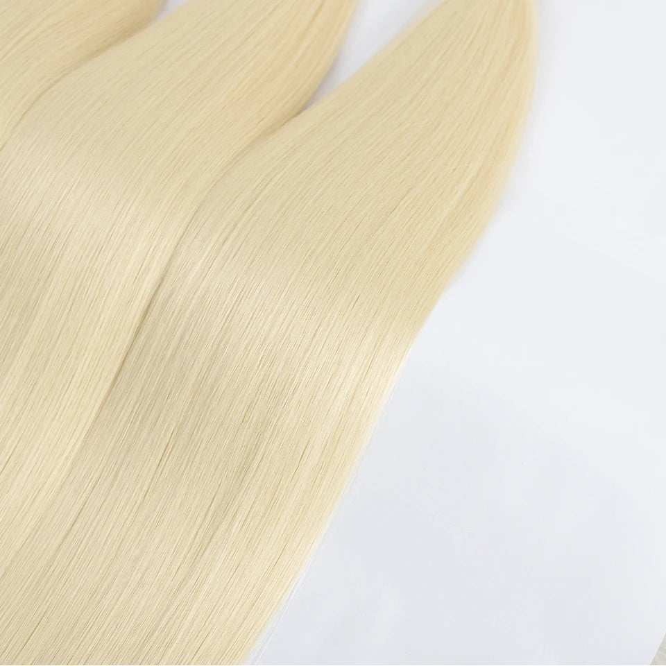 Bone Straight Hair Bundles Salon Natural Extensions Fake Fibers Super Long Synthetic