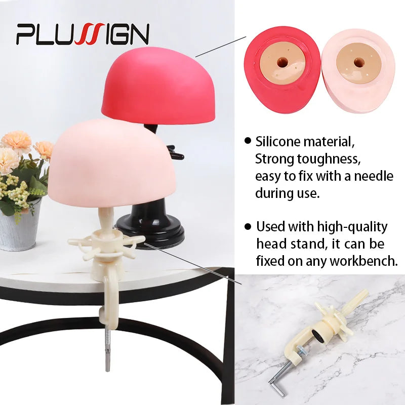 Silicon Ventilating Hand-Woven Half Head With Table Clamp Mannequin Head With Stand White Color Top Quality S L Two Size Head