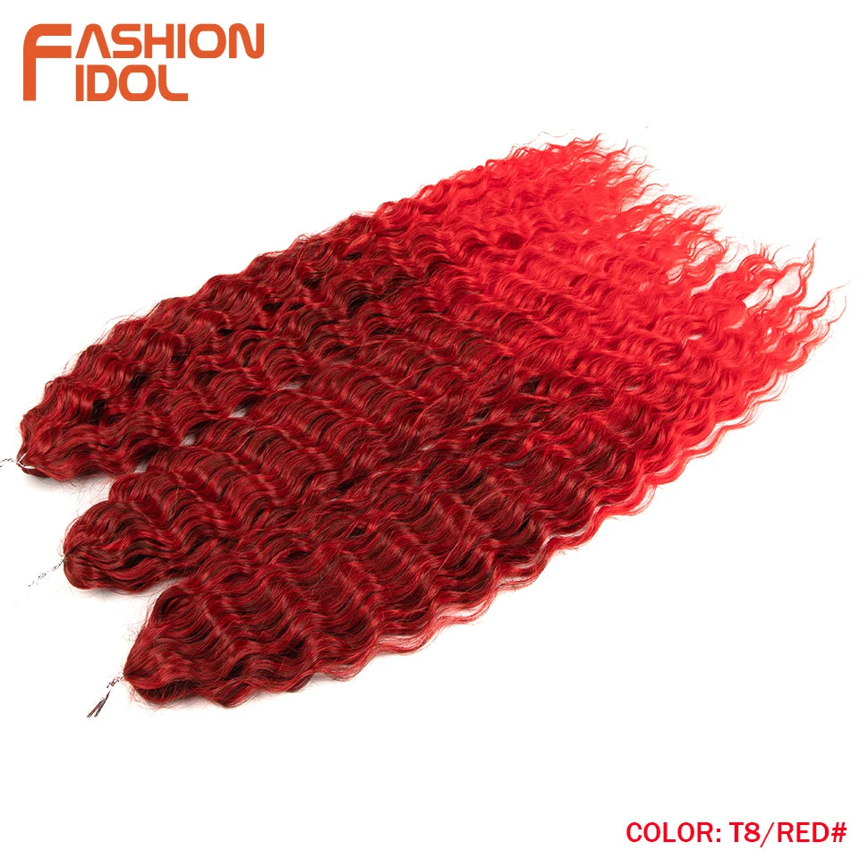 Synthetic Twist Crochet Curly Hair Water Wave Braid Ombre Blonde Brown Deep