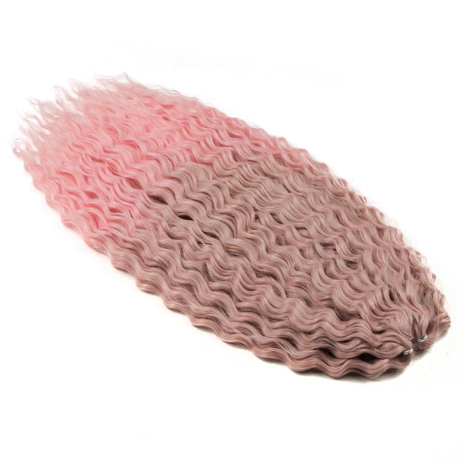 Synthetic Twist Crochet Curly Hair Water Wave Braid Ombre Blonde Brown Deep