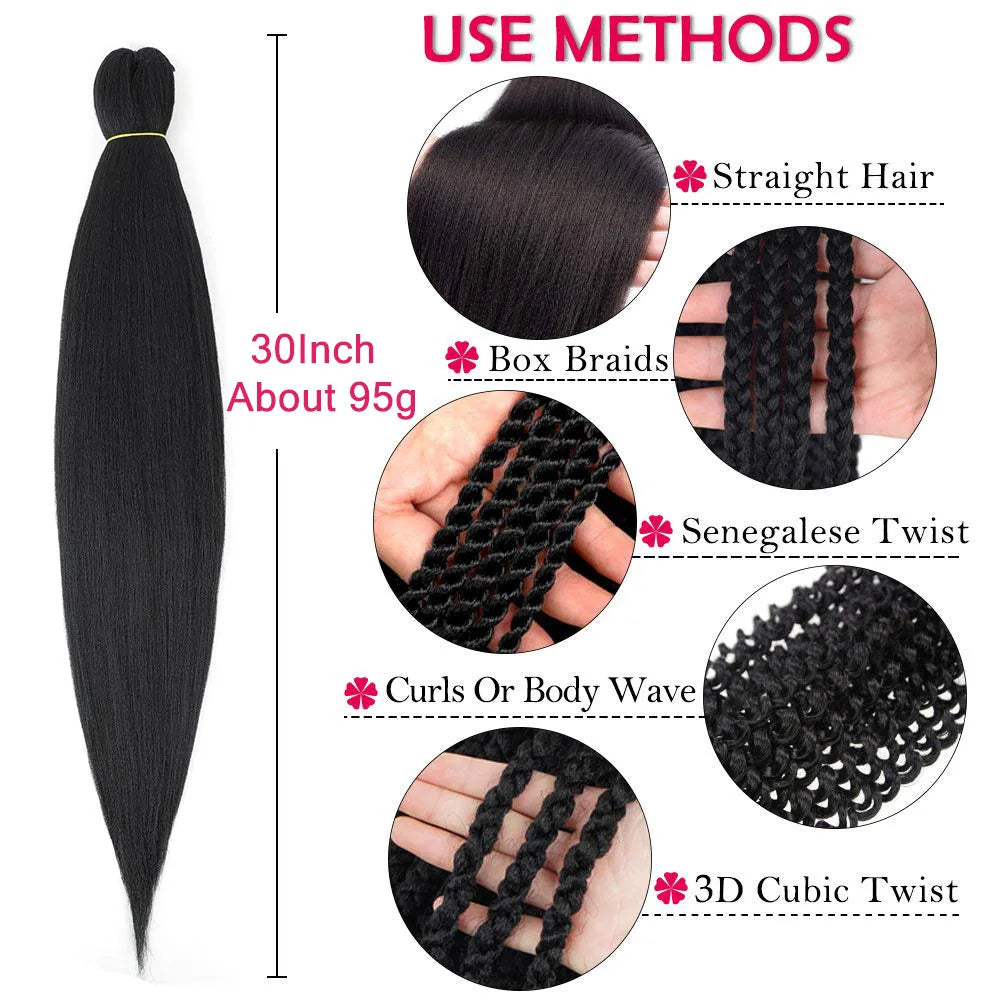 16/20/22/26/30/42 Braiding Hair Pre Stretched Long Boho Knotless Braids Synthetic Box Extension