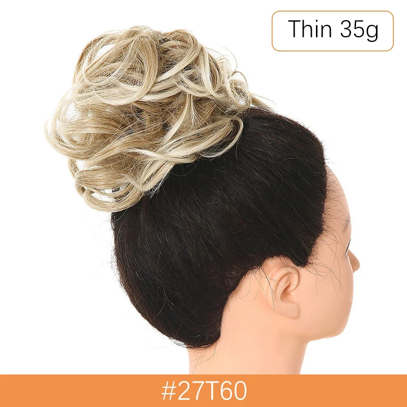 Synthetic Messy Bun Chignon Scrunchies, Wrap Curly Ponytail Hairpiece