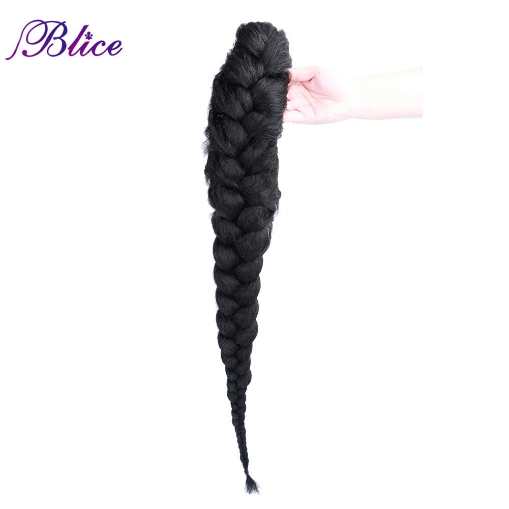 Synthetic Braided Ponytail Hair Extensions Long Length Braids Clip in Hairpieces To