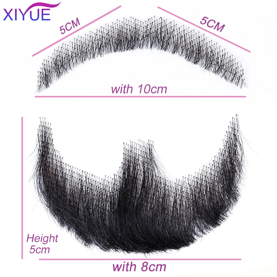Handmade Real Hair Fake Beard and Moustache for Makeup and Party
