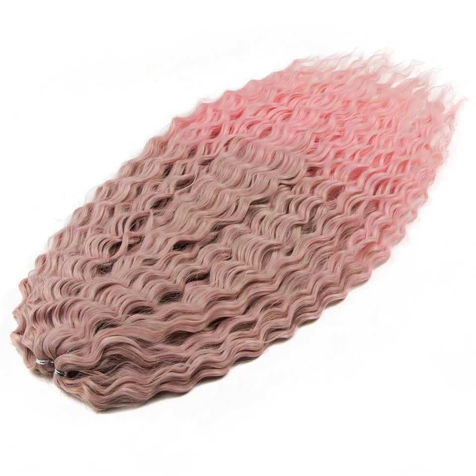 Synthetic Twist Crochet Curly Hair Water Wave Braid Ombre Blonde Brown Deep